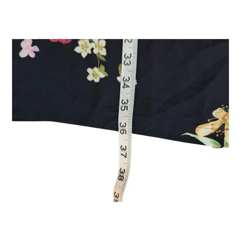 Oscar De La Renta Pink label black pink rose robe sz‎ L/XL kimono floral satin